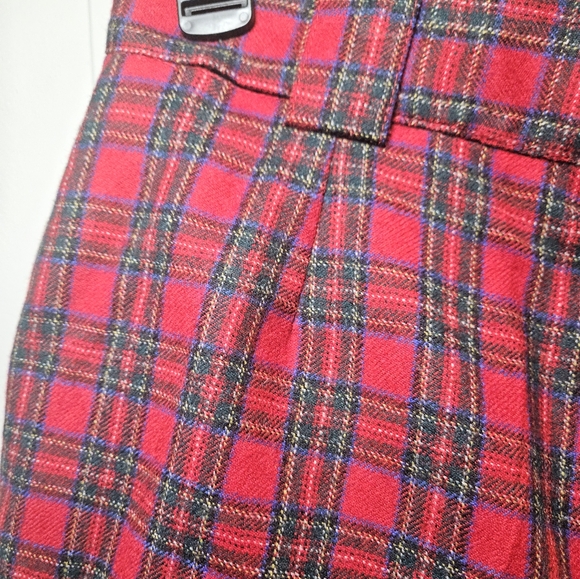 80s Vintage Gorgio Red Christmas Plaid Tartan Wool High Rise Shorts 10 27" Punk - Picture 8 of 16